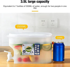 SYGA 3.5L Water Jug with Faucet, Lemon Juice Jug for Refrigerator Plastic Drinks Dispenser with Lid, Summer Reusable Large Ice Water Infuser Cold Buckets Fruit Teapot Tea Kettle for Home Party