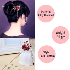 SYGA 1 Piece Ancient Style Pearl Metal Hair Stick Crystal Rhinestones Hair Stick(16 CM) For Women Girls