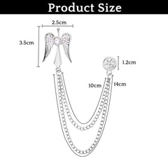 SYGA Men's & Women Suit Shirt Stud Lapel Pin Chain Tassel Brooch Pin with Angel design,Crystal Chain(Silver)