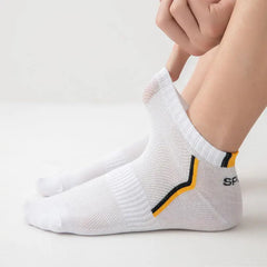MOMISY Men's Premium Cotton Cushion Ankle length Socks, (Multicolor) Pack of 5 (Free Size) (Sports)