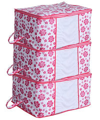 Kuber Industries Leheriya Design Underbed Storage Bag, Storage Organiser, Blanket Cover Set Of 3 (Royal Blue, Non-Woven), 65 x 47 x 33 Centimeters