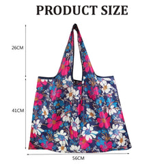 MOMISY Designer Pattern Reusable and Foldable Shopping Bag/Tote Hand bag/Travel Bag/Grocery Bag | Heavy Duty, Eco Friendly | Compact, Lightweight and Convenient (Flower Navy)