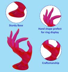 SYGA Hand Shape Ring Holder Jewelry Display Polyresin Mannequin Shaped Jewelry Stand Bracelet Holder for Home, Retail Stores, Jewelry Retailers - Transparent Pink