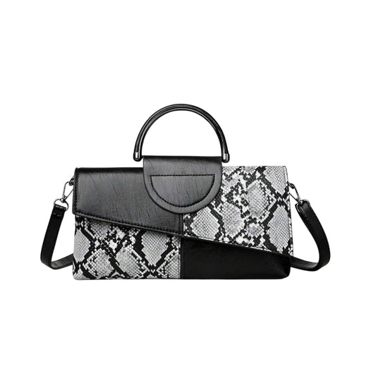 MOMISY Crocodile Pattern Hand Bag PU Leather Shoulder Bags for Women with Detachable and Adjustable Shoulder Strap Handbags for Girls (BlackWhite)
