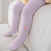 SYGA Girls Stockings, Mesh Cotton Pantyhose, Rabbit Design, Mosquito-Proof, Summer Leggings, Size XS 6-12 Months(Purple)