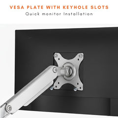 ARTIKEL Monitor Desk Mount Adjustable Spring Assisted Monitor Arm VESA Mount with C Clamp Grommet Mounting Base Computer Monitor Stand (Sleek White, Single)