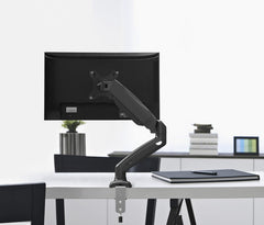 Jin Office Single Monitor Gas Spring Arm | Supports 13-32" Screen| 10KG Weight Capacity| Height Adjustable Desk Mount| Monitor Stand with Gas Spring Adjustment (Black)