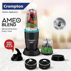 Crompton Ameo Blend | Nutri blender | Smoothie Maker | Mixer Grinder | 400 watts powerful motor | 2 Food grade jars | Sipper Cap | Storage lid | 2 years warranty | Black & Sea Green Color