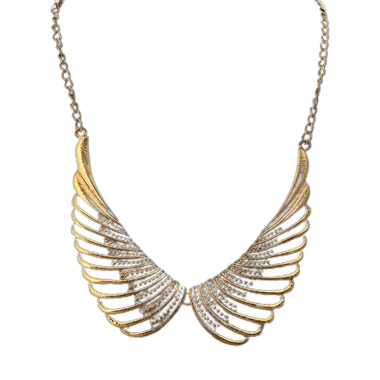 SYGA Retro Style Big Angel Wings Short Women's Fashion Jewelry Necklace Jewellery For Women, Engagement, Gift, Party - Antique Gold