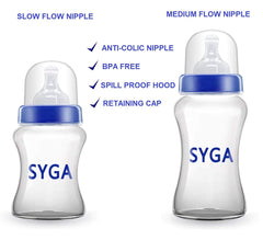 SYGA Feeding Bottle BPA Free Non Colic Extra Safe Feeding Bottle Pack of 2, 150ml and 250ml Wide Neck Baby(Blue)