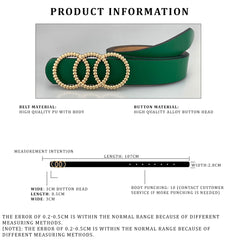 SYGA Women's PU Leather Belt Tripple O Ring Waist Belt Waist Size 25 Inch to 35 Inch, Green