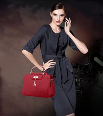SYGA Women's Handbag Corrugated Fawn Pendant Cute Shoulder Bag Fashionable Style Crossbody (Red)