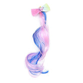 SYGA Children's Cute Cartoon Pony Unicorn Bow Hair Extensions For Girls three colors Hairpin Wig Headdress Colorful Wig(Multi-03)