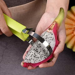 MOMISY Melon Baller Scoop Set, Professional 4 in 1 Stainless Steel Fruit Carving Tools Set,Fruit Scooper Seed Remover Watermelon Knife for Dig Pulp Separator (4 in 1 Scoop) (Green)