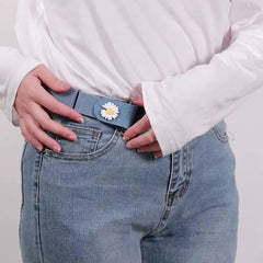 SYGA Jeans Belt Elastic Women's Punch-Free Decoration Flower buckle Style Lazy Belt