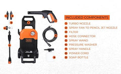 BLACK+DECKER BEPW1600 1300W 1600 PSI 110 Bar Pressure Washer for Car, Bike, Home & Garden Cleaning Use with Multiple Accessories Included, 1 Year Warranty, Orange & Black