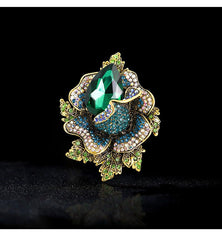SYGA Brooch Pin Fashion Crystal Rhinestone Jewellery Pin Vintage Accessories Decoration Clothing Bouquet Brooches for Bridal Women Girl (GREEN ROSE GREEN)