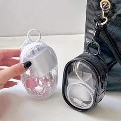 Sumiko 1 Pc Cable Storage Pouch with Carbiner Clip | Compact Clear PVC Organizer Bag for Chargers Earphones USB Cables & Accessories | Portable Waterproof Pouch with Hook for Travel Daily Use Gifts