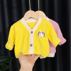 MOMISY Baby Boy & Girls Sweater Jacket Front Open Cardigan (4 to 5 Years, Yellow)