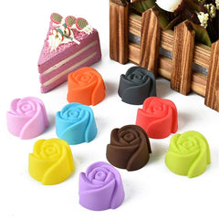 SYGA Set of 6 Small Rose Shape Silicone Muffin Cups Handmade Soap Molds Biscuit Chocolate Ice Mould(Random Color)