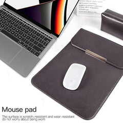 SwooK 15-16 Inch Laptop Sleeve with Handle & Pouch – Waterproof PU Leather Slim Case Compatible with MacBook Pro 16", Dell XPS 15, Lenovo, HP, ASUS – Scratch Resistant, Velvet Lined- Coffee