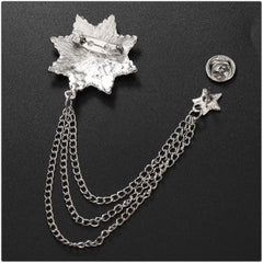 SYGA Men's & Women Suit Shirt Stud Lapel Pin Chain Tassel Brooch Pin with Crystal Chain(Silver)
