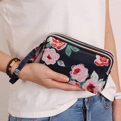 SYGA Women's Clutch Canvas Art Three-Layer Long Wallet Women's Handbag Large Capacity Key Coin Purse Casual Mobile Phone Bag