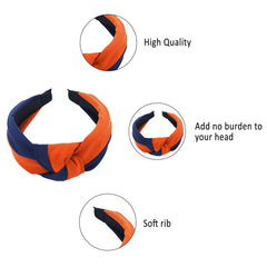 MOMISY Knotted HeadBand for Women Cute Hair Hairband Fashion Turban Cross Knotted Hair Band Accessories for Women and Girls (Navy Brown)