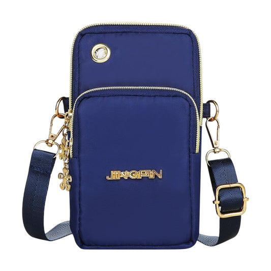MOMISY Small Cross Body Bag, Multifunction 3 Layer Mini Shoulder Bag Phone Purse Armband with Headphone Port for Teens Girls Ladies Women (Dark Blue)