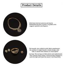 SYGA Pack of 4 Bridal Jewelry Set Necklace,Earrings,Bracelet,Ring Set for Party Wedding Festive for Women & Girls Accessories