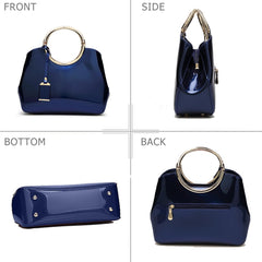 SYGA Leather Glossy Women's Bag Bride Wedding Handbag Women's One Shoulder Crossbody Stylish Bag(BLUE)