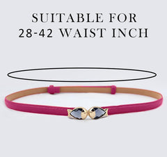 SYGA Women Leather Belt Thin Skinny Metal Elastic Buckle WaistBelt 22-36 Waist Belt(PINK)