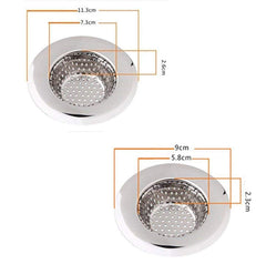 SYGA 2 Pieces Heavy Duty Stainless Steel Large and Medium Kitchen Sink Strainer Plug, Filter Stopper Mesh Jali Long Hair Food Blockages Cleaning Tool for Bathroom Kitchen Sink_11.3 cm & 9.0 cm