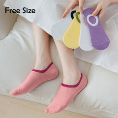 MOMISY Unisex Cotton Invisible No show Cotton Loafer Adult Socks for men & Women (Multi-colour Pack of 5)-Free Size (Solid 2 Color)