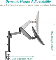 SYGA Monitor Stand Arm Desk Mount Fully Height Adjustable Bracket with C-Clamp & Gronment 180°Tilt Rotation Supports 22 to 35 Inch Monitors and TV - Single MSE03