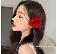 SYGA 2pcs Rose Flower Hair Clip Women Flower Brooch Pins Hair Barrette Artifical Hair Flower Accessories for Lady Girl Party Beach Wedding Bridal - Darkk Pink