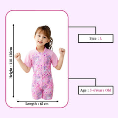 SYGA Children's Swimsuits for Girls Horse with Flowers and Stars-L Size Perfect for Kids Age 5-6 Years Old (Pink)