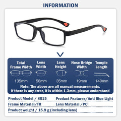 SYGA Anti-Blue Light, Not Broken, Resin Anti-Fall, Fashionable Health-Care Reading Glasses(Black)