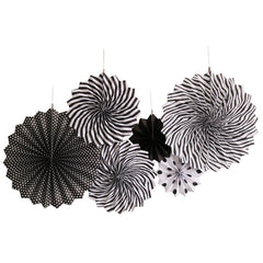 SYGA 6 Pieces of Paper Flower Fan Decoration Background Wall DIY Paper Fan Flower Ball Set(Black)