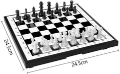 SYGA Magnetic Chess Board Set Game Travel Chess Set Magnetic Chess Set Chess Draughts Set 2 in 1 Foldable Portable Chess Board Set Traditional Strategy Game for Kids/Children/Adults-24.5cm*24.5cm