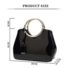 SYGA Leather Glossy Women's Bag Bride Wedding Handbag Women's One Shoulder Crossbody Stylish Bag(BLACK)
