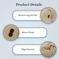 MOMISY Newborn Baby Photography Props, Long Tail Cap and Wrap Set (Beige, 0 to 6 months)