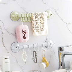 SYGA Strong Suction Cup Lock Button Type Kitchen Bathroom Hanging 6 Hooks for Wall Corner Mounted Hanger Holder Household Supplies_Green