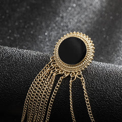SYGA Men's & Women Suit Shirt Stud Lapel Pin Chain Tassel Brooch Pin with Crystal Chain(Classic Round Tassel Gold)