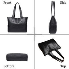 SYGA Women's Crossbody Bag, Single Shoulder Strap, Zipper Closure, Genuine Leather, Black