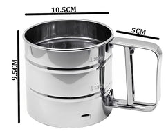 SYGA Baking Stainless Steel Shaker Sieve Cup Manual Flour Sifter with Measuring Scale Mark for Flour Icing Sugar