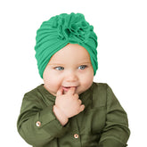 SYGA Baby Cap Naylon Cotton Flower Turban Hat Soft,Stretchable for Baby Cap 0-3 Years DarkGreen