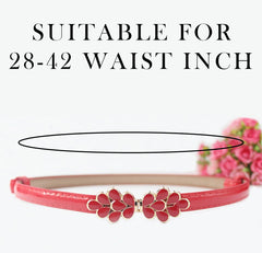 SYGA Women's Decorative Thin Belt flower shape Metal Buckle 22-36 Waist Belt Dress Accessories(Red)