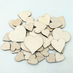 SYGA Small Pack of 60 Wooden Hearts for Scrapbook Decoration and Art & Craft