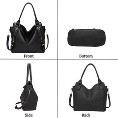 SYGA Women's Tote Bag, Large Capacity, Crossbody or Shoulder Style(Black)